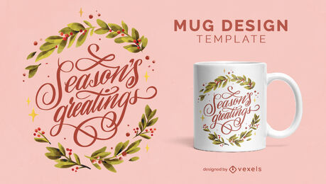 Diseño de taza de letras navideñas