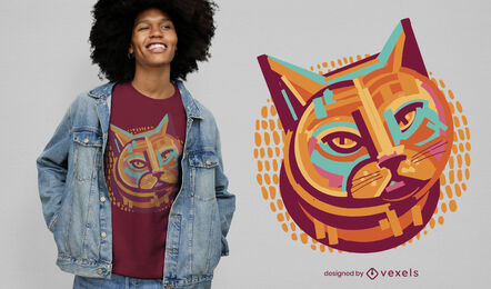 Buntes Katzen-Tierporträt-T-Shirt-Design