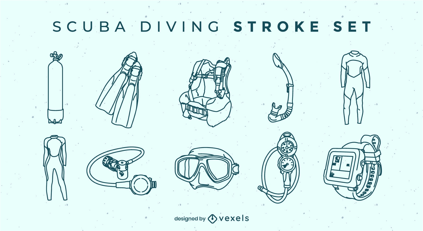 Scuba diving hobby equipment stroke set