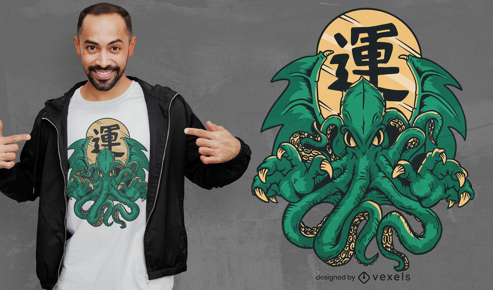 Diseño de camiseta de monstruo de Cthulhu