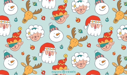 Santa claus family christmas pattern design