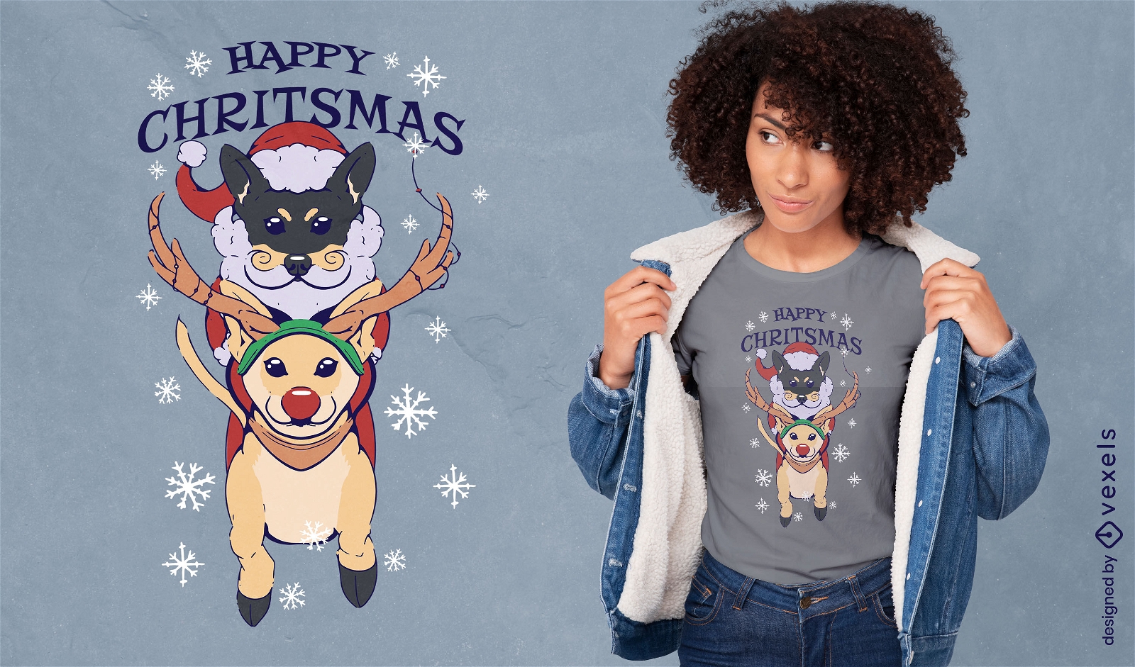 Design de camiseta de cachorros de Natal fofos