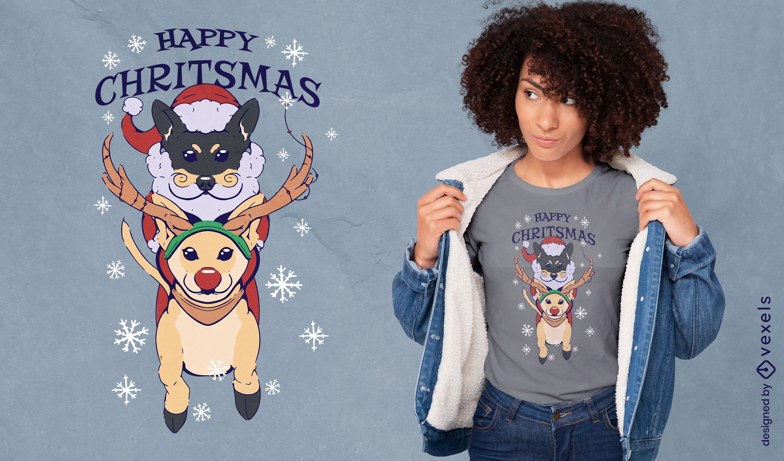 Lindo diseño de camiseta de perros de Navidad