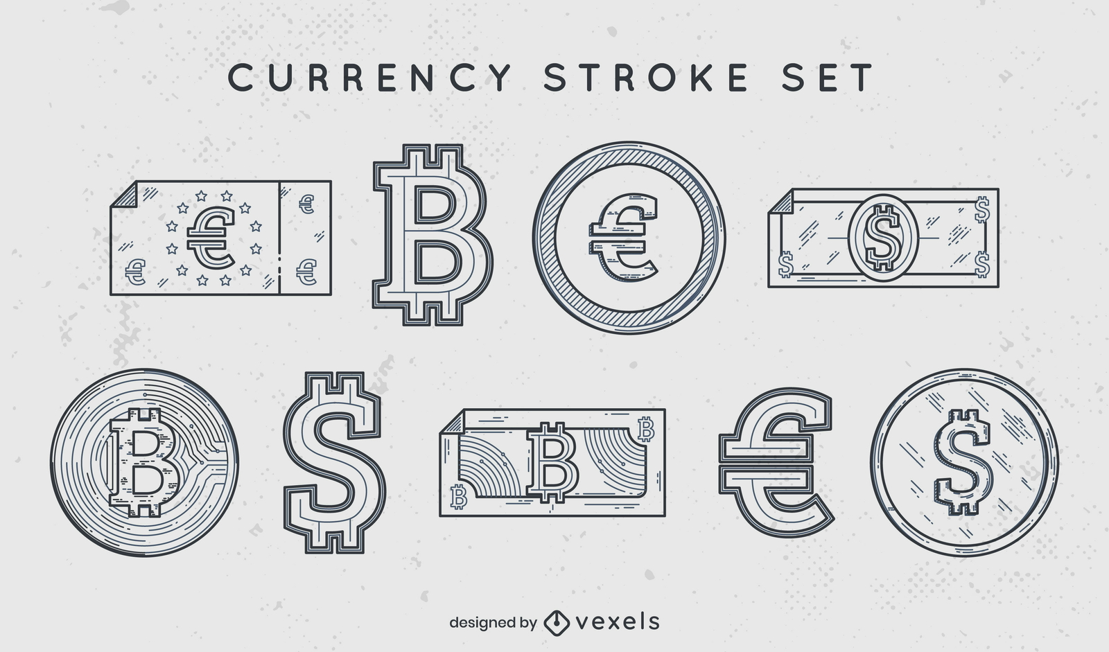 Coleção de traços de símbolos de moeda