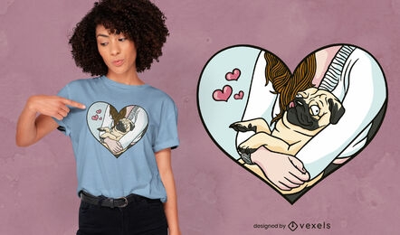 Cute pug heart t-shirt design