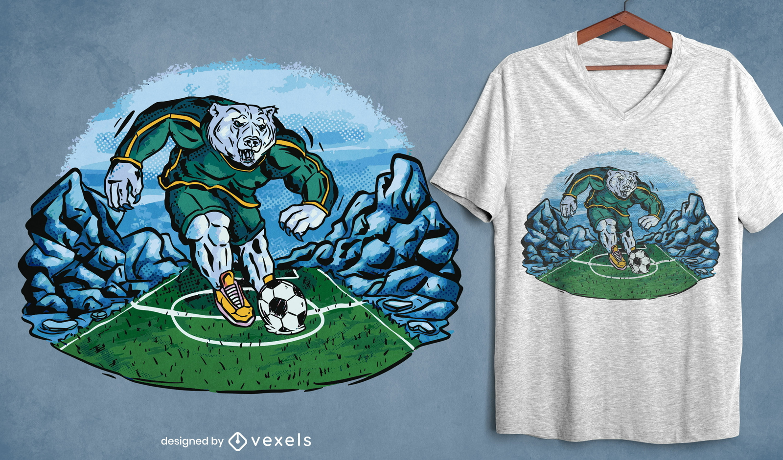 Fußball-Eisbär-T-Shirt-Design