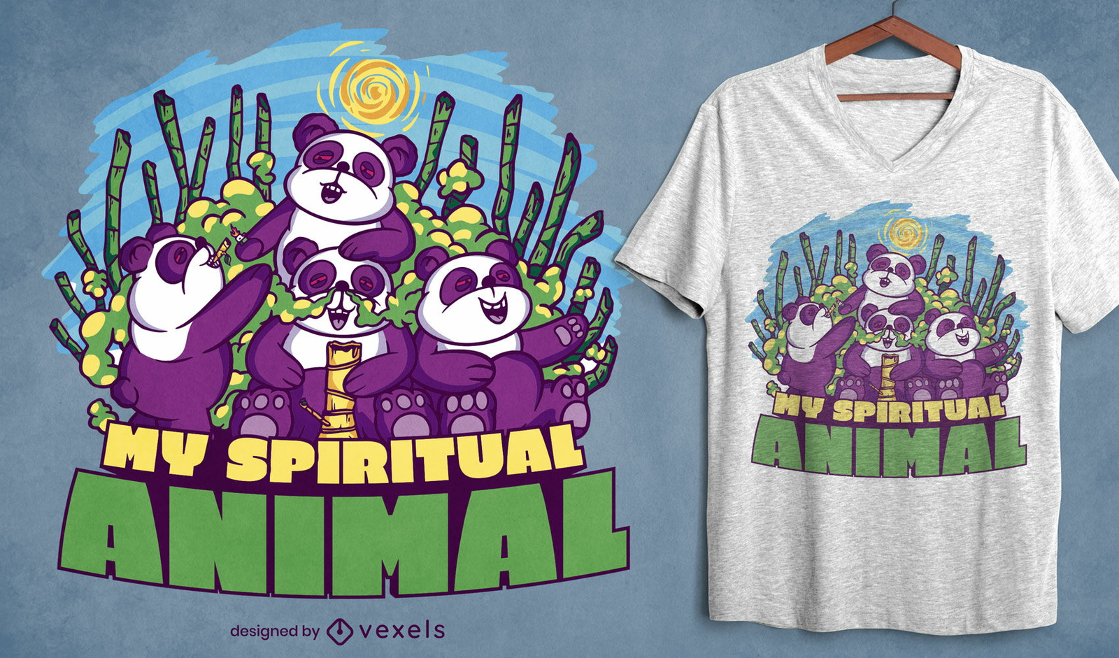 Divertido diseño de camiseta de pandas stoner