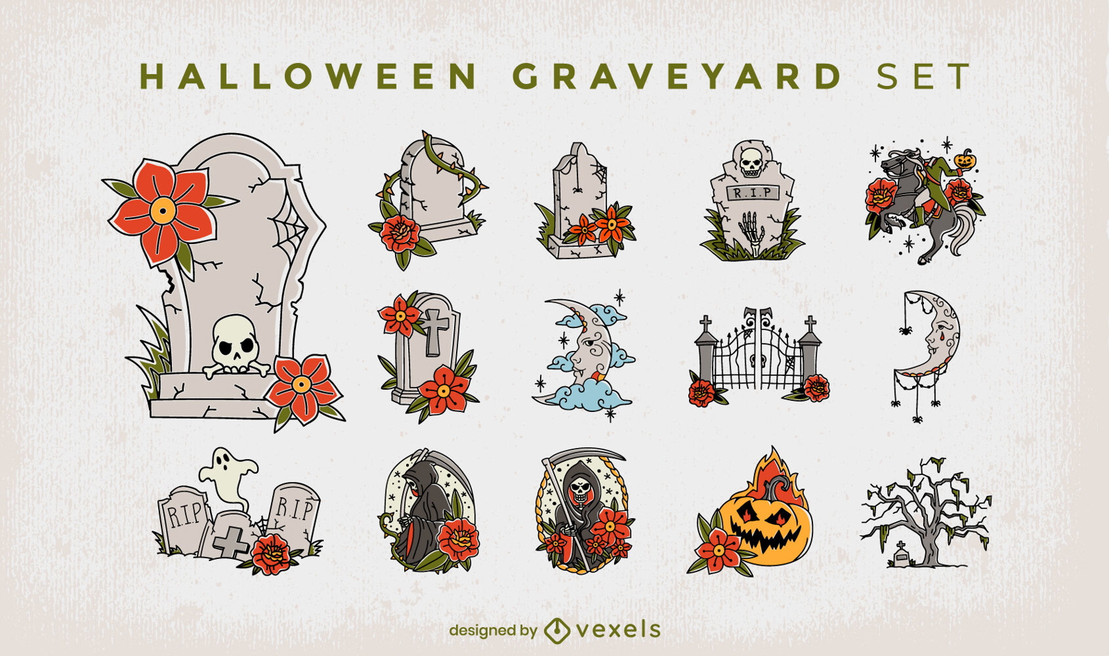 Friedhof Halloween gruselig Feiertagsset