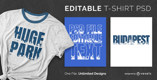 Plantilla de camiseta psd escalable con efecto de texto de horizonte