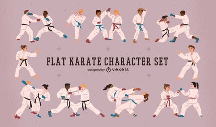 Karate characters sport set
