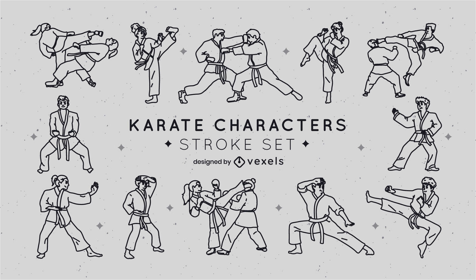 Karate Charaktere Sammlung Strich