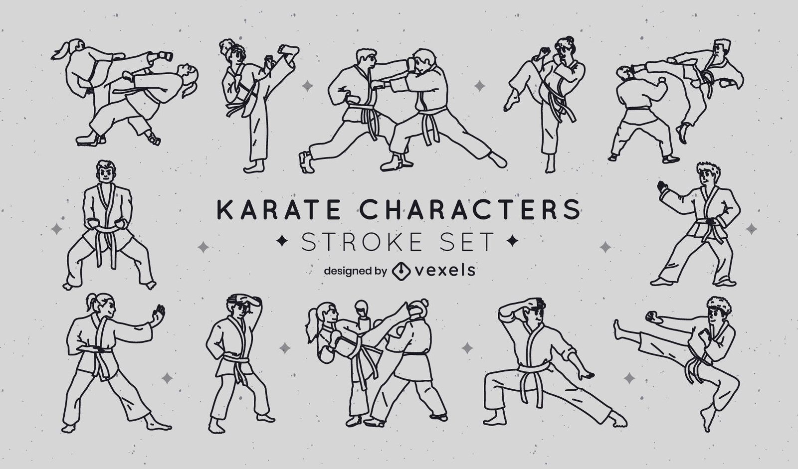 Trazo de colección de personajes de karate