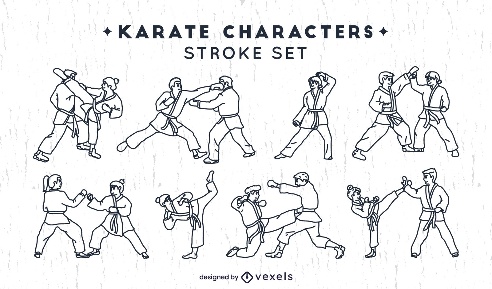 Karate-Zeichensatz von Gegenständen Schlaganfall