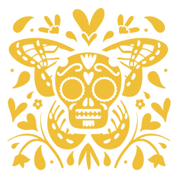 Crânio mexicano e padrão decorativo de borboleta Desenho PNG