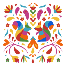 Fiesta mexicana ardillas patrón decorativo colorido Diseño PNG