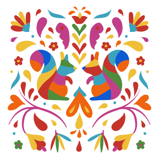 Buntes dekoratives Muster der mexikanischen Feiertagseichhörnchen PNG-Design