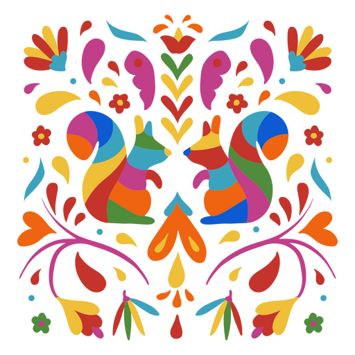 Padr?o decorativo colorido de esquilos de feriado mexicano Desenho PNG