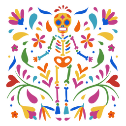 Esqueleto de feriado mexicano padrão decorativo colorido Desenho PNG Transparent PNG