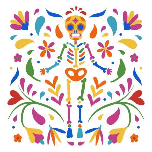 Esqueleto de feriado mexicano padrão decorativo colorido Desenho PNG