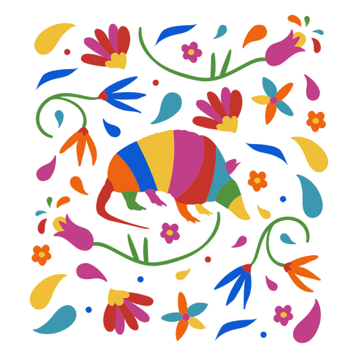 Buntes dekoratives Muster des mexikanischen Feiertagsgürteltiers PNG-Design