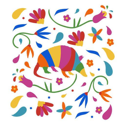 Mexican holiday armadillo colorful decorative pattern PNG Design