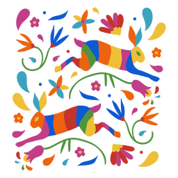 Padrão decorativo colorido de coelho de feriado mexicano Desenho PNG Transparent PNG