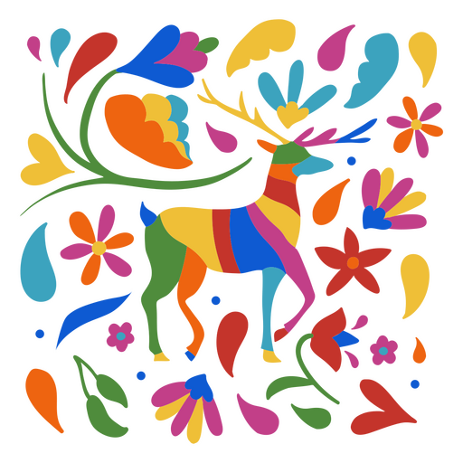 Mexican holiday reindeer colorful decorative pattern PNG Design