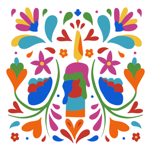 Mexican holiday candle colorful decorative pattern PNG Design