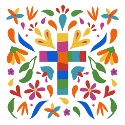 Fiesta mexicana cruz patrón decorativo colorido Diseño PNG