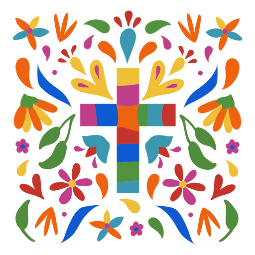 Mexican holiday cross colorful decorative pattern PNG Design