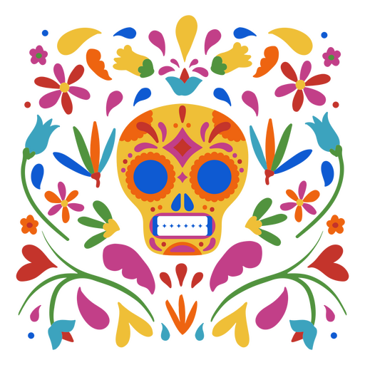 Mexican skull colorful decorative pattern PNG Design
