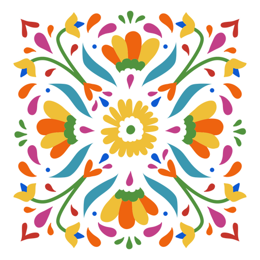Padr?o decorativo colorido floral mexicano Desenho PNG
