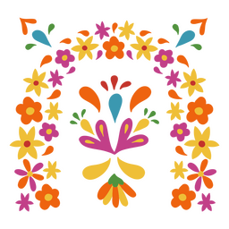 Buntes Muster des mexikanischen Blumenbogens PNG-Design