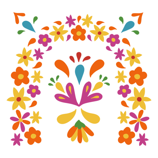 Buntes Muster des mexikanischen Blumenbogens PNG-Design