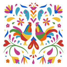 Mexican holiday rooster colorful decorative pattern PNG Design Transparent PNG