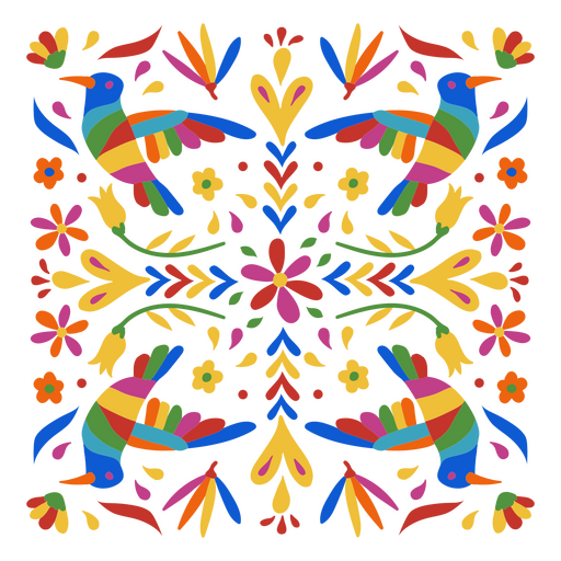 Patrón decorativo colorido de palomas navideñas mexicanas Diseño PNG