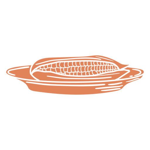Corn cob on a plate cutout icon PNG Design