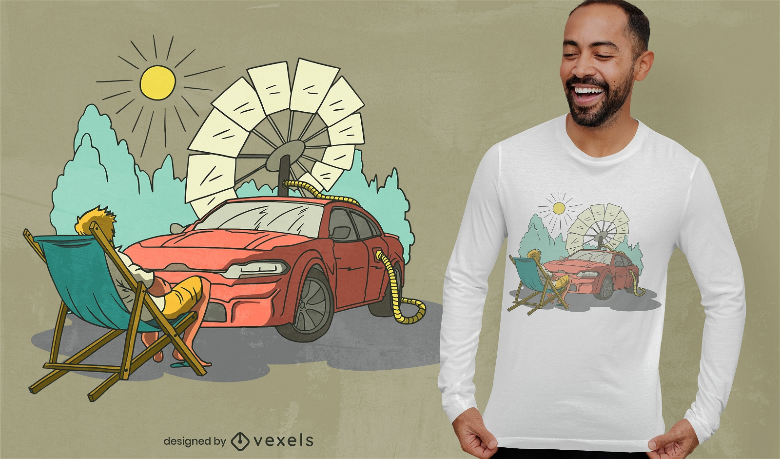 Cooles Solarauto T-Shirt Design