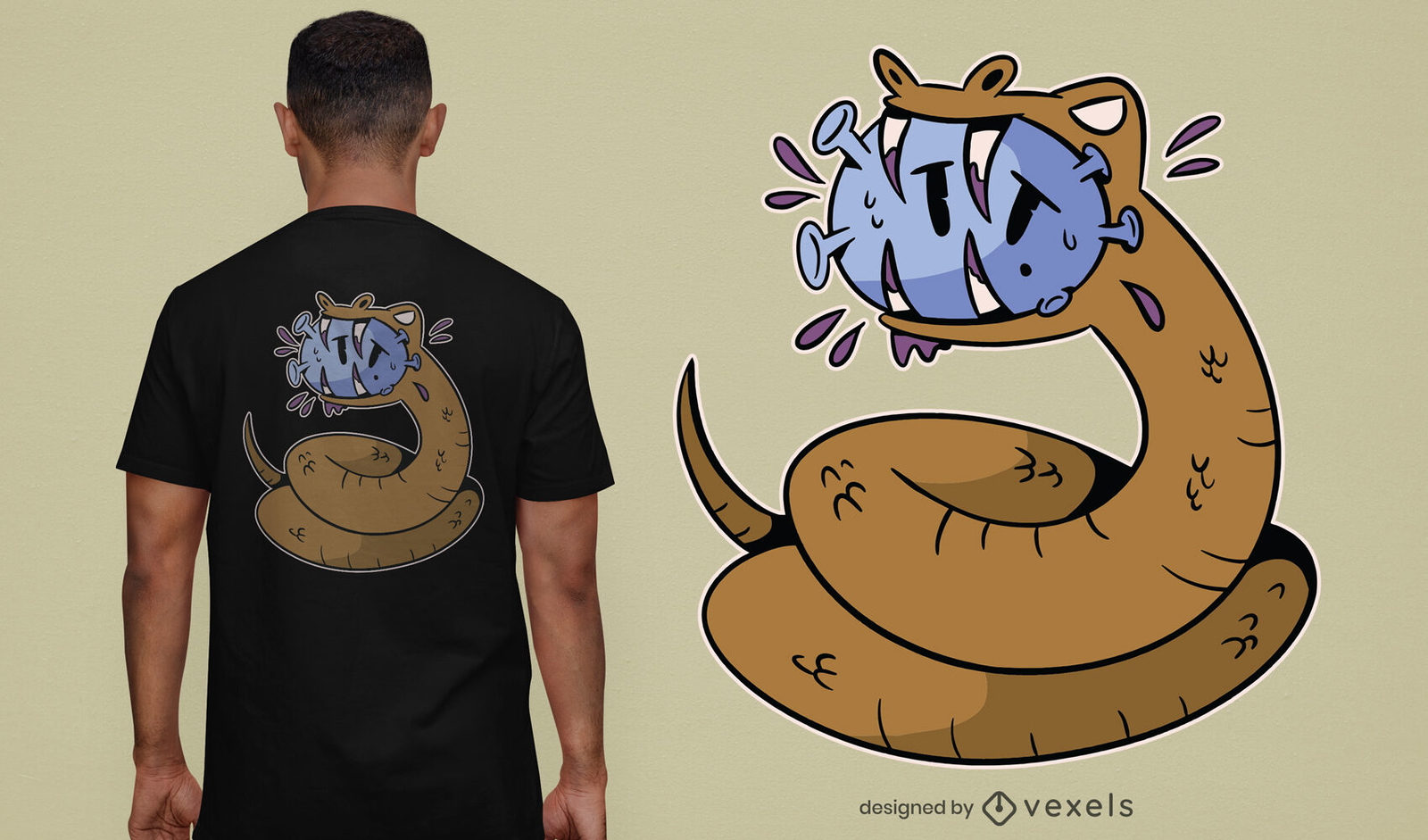 Cool snake biting covid t-shirt design