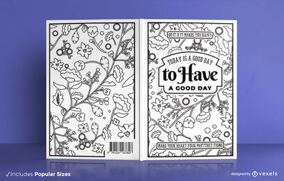 Floral motivational coloring book cover design