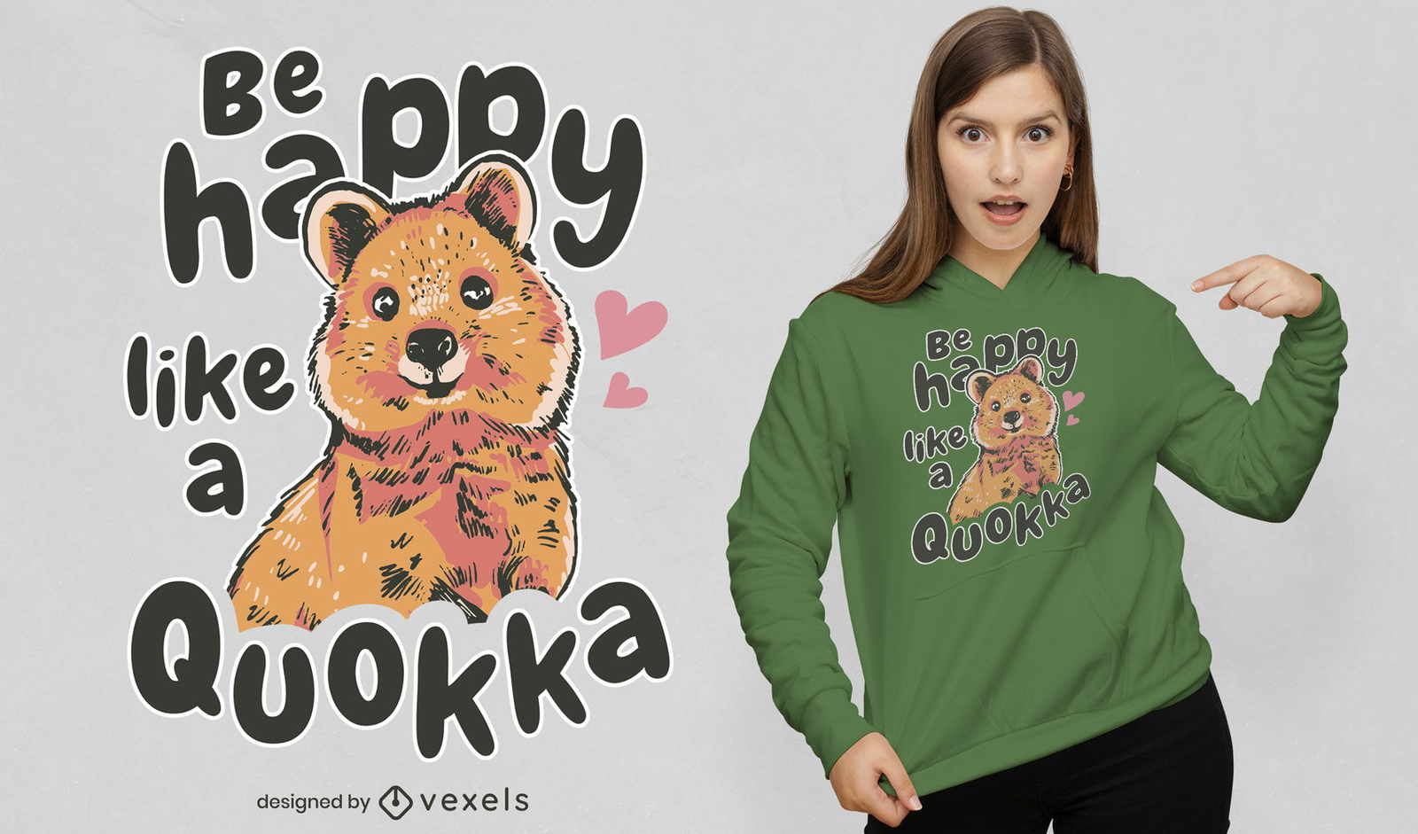 Süßes fröhliches Quokka-T-Shirt-Design