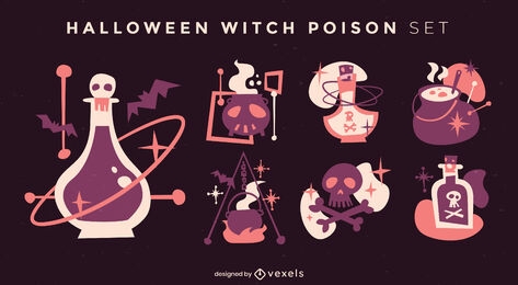 Witch potions fantasy hallloween set