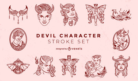 Devil stroke characters set