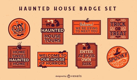 Haunted house quotes badge set