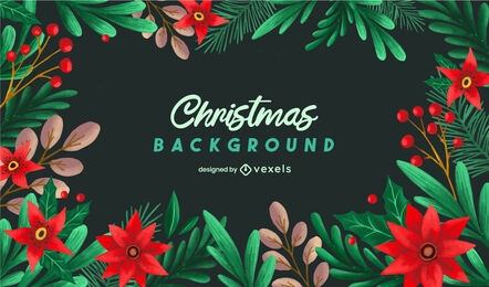 Flowers and leaves christmas background design