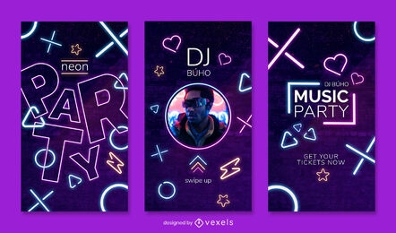Party neon purple instagram story template