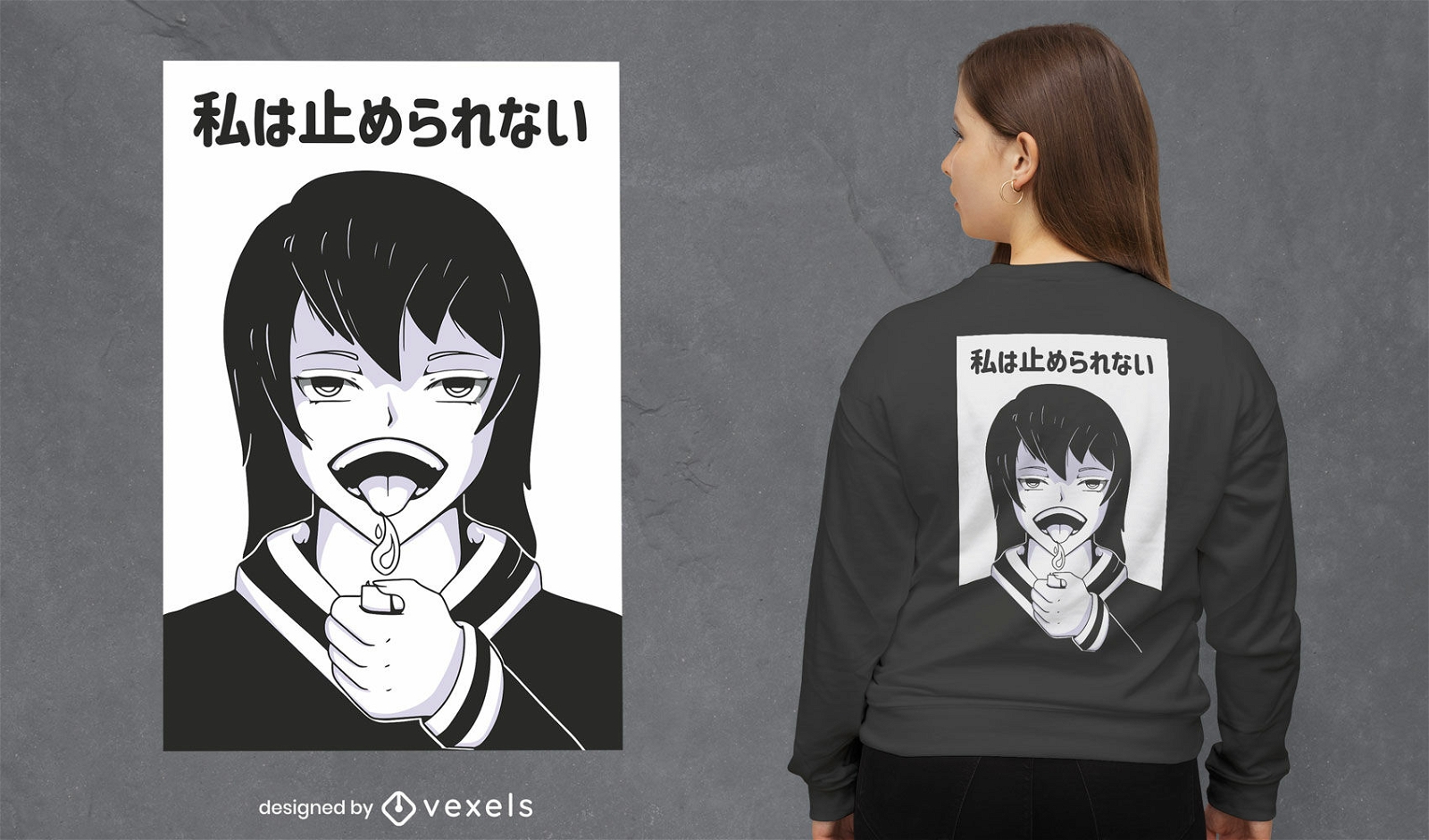 Design incrível de camisetas de anime girl