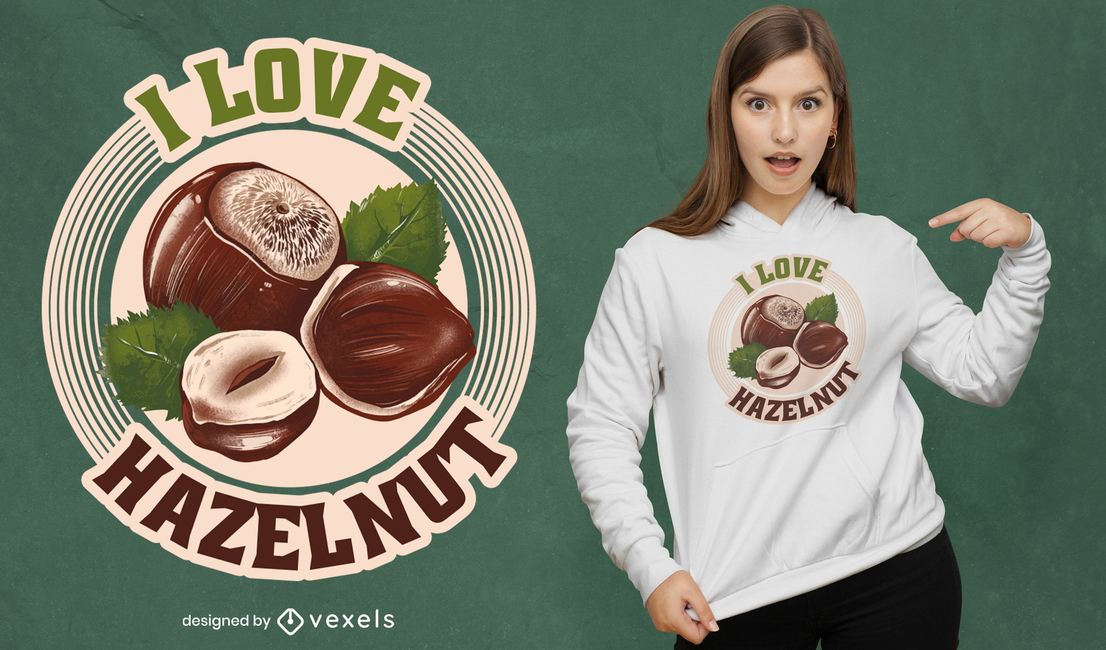 Diseño de camiseta de amor avellana