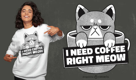 Verärgertes Katzenkaffeegetränk-T-Shirt Design