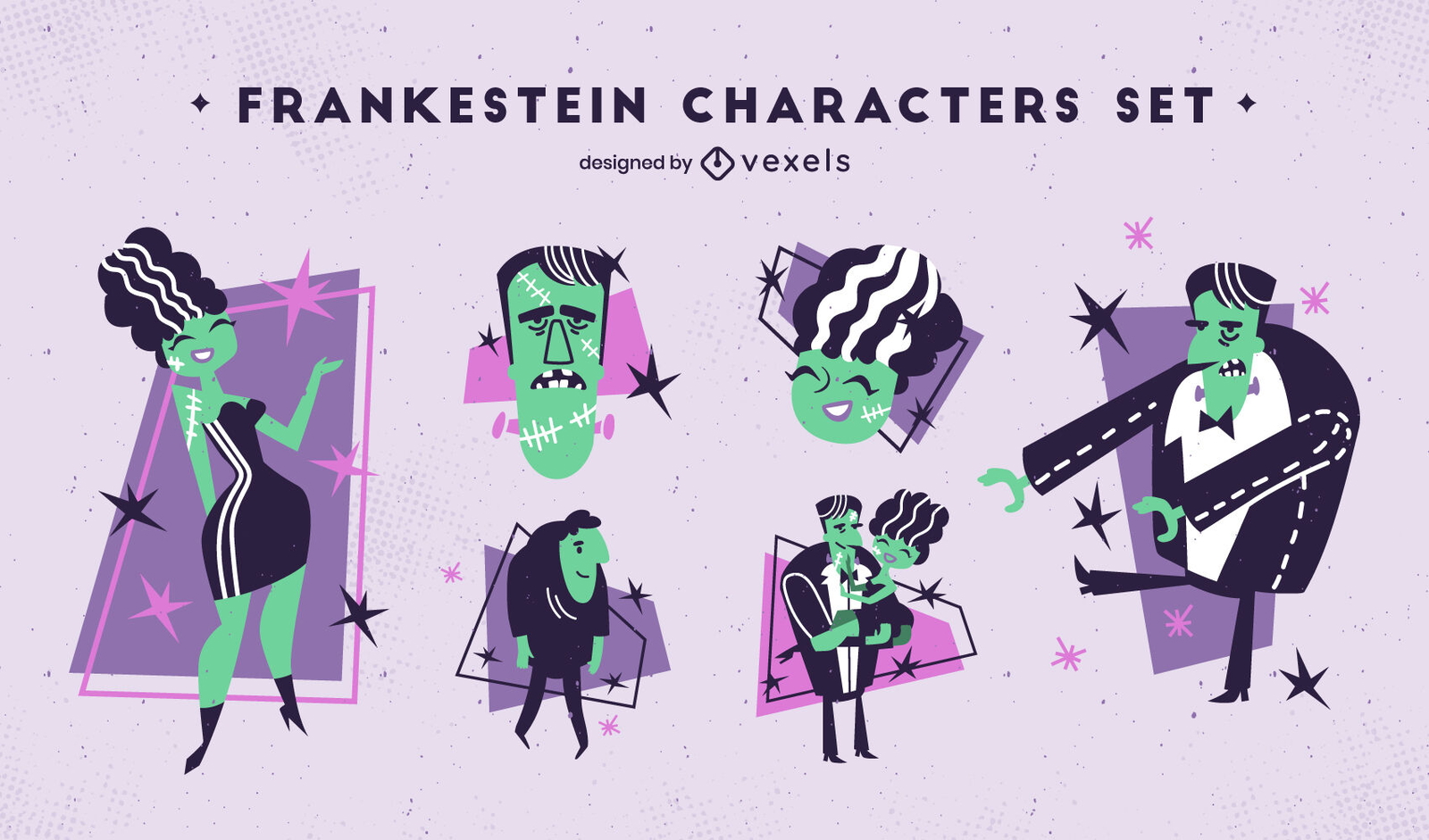 Conjunto de caracteres planos de Frankenstein